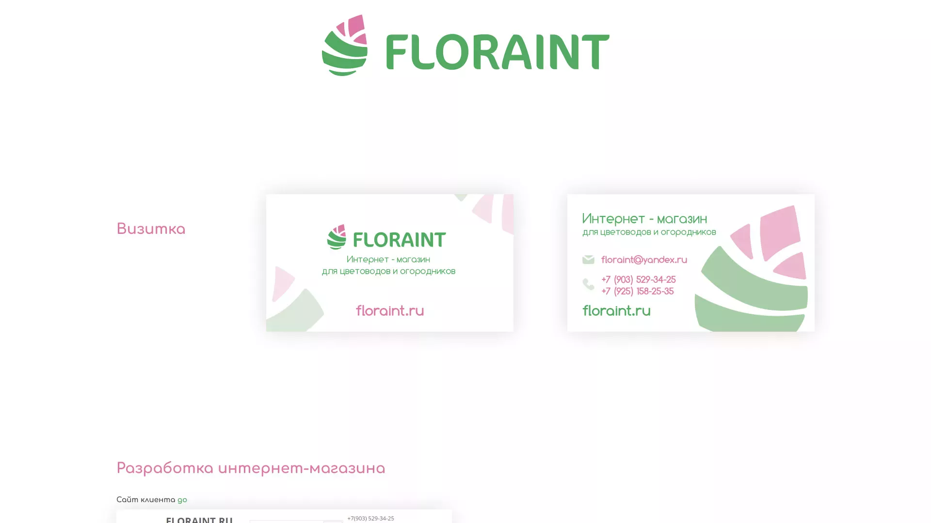 Создание логотипа и интернет-магазина «FLORAINT» в Каменногорске